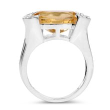 Load image into Gallery viewer, 4.55 Carat Genuine Citrine and White Diamond .925 Sterling Silver Ring
