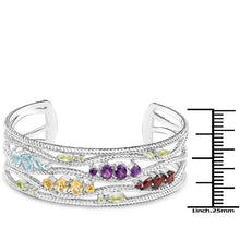 Load image into Gallery viewer, 4.82 Carat Genuine Multi Stones .925 Sterling Silver Cuff Bangle
