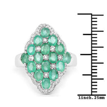 Load image into Gallery viewer, 2.68 Carat Genuine Zambian Emerald and White Zircon .925 Sterling Silver Ring
