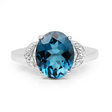 Load image into Gallery viewer, 4.26 Carat Genuine London Blue Topaz &amp; White Topaz .925 Sterling Silver Ring
