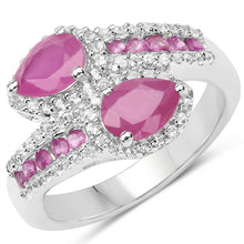 Load image into Gallery viewer, 2.43 Carat Glass Filled Ruby and White Topaz Sterling Silver Ring
