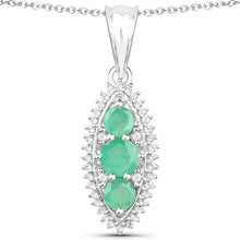 Load image into Gallery viewer, 3.52 Carat Genuine Zambian Emerald and White Topaz .925 Sterling Silver 3 Piece Jewelry Set (Ring, Earrings, and Pendant w/ Chain)
