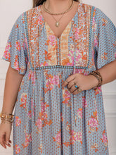 Load image into Gallery viewer, Pink Purple Plus Size Printed Flutter Sleeve Maxi Dress Elegant &amp; Flowy Dress Unique Design
