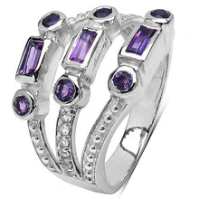 Load image into Gallery viewer, 0.87 Carat Genuine Amethyst &amp; White Topaz .925 Sterling Silver Ring
