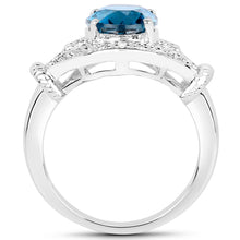 Load image into Gallery viewer, 3.26 Carat Genuine London Blue Topaz &amp; White Diamond .925 Sterling Silver Ring
