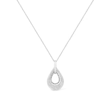 Load image into Gallery viewer, .925 Sterling Silver Prong-Set Diamond Accent Fashion Double Drop Design 18" Pendant Necklace (I-J Color, I1-I2 Clarity)
