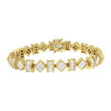Load image into Gallery viewer, 14K Yellow Gold 7.50 Cttw Princess and Baguette Diamond Geometric Link Bracelet
