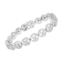 Load image into Gallery viewer, .925 Sterling Silver 1.0 Cttw Diamond Nested Circle Miracle Set Open Wheel 7" Fashion Link Bracelet (I-J Color, I3 Clarity)
