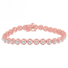 Load image into Gallery viewer, 14K Rose Gold Over .925 Sterling Silver 1/4 Cttw Diamond 7" Open Circle Wheel Link Tennis Bracelet (I-J Color, I2-I3 Clarity)
