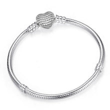 Load image into Gallery viewer, Luxury Modern High Quality Authentic Silver Color Snake Chain Fine Bracelet Fit European Charm Bracelet for Women With Heart and Star
