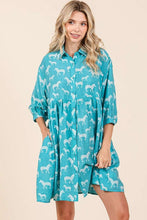 Load image into Gallery viewer, Zebra Print Button-Down Shirt Mini Dress For Women – Bold and Fashion-Forward with Tiered Detail
