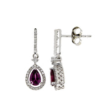 Load image into Gallery viewer, 1.00ct Rhodolite Garnet Dangle Earrings 14KT White Gold

