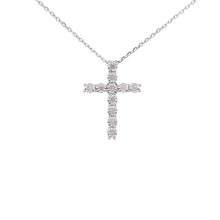 Load image into Gallery viewer, .25ct Diamond Cross Religious Pendant Sterling Silver
