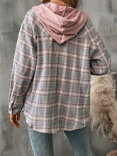 Load image into Gallery viewer, Plaid Buttoned Long Sleeve Hooded Jacket for Women – Cozy &amp; Stylish Cotton-Blend Outerwear
