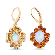 Load image into Gallery viewer, 14K Yellow Gold Plated 5.42 Carat Genuine Ethiopian Opal, Citrine and White Topaz .925 Sterling Silver Earrings
