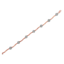 Load image into Gallery viewer, .925 10k Rose Gold Over Sterling Silver 1.0 cttw Diamond Floral Link Bracelet (I-J Color,I3 Clarity)
