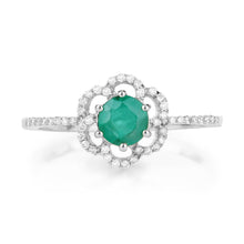 Load image into Gallery viewer, 0.55 Carat Genuine Zambian Emerald and White Diamond 14K White Gold Ring
