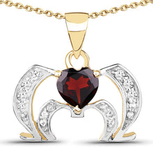 Load image into Gallery viewer, 14K Yellow Gold Plated 1.05 Carat Genuine Garnet and White Topaz .925 Sterling Silver Pendant
