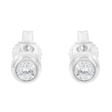Load image into Gallery viewer, 10K White Gold 1/5 Cttw Round Brilliant-Cut Near Colorless Diamond Bezel-Set Stud Earrings (H-I Color, I1-I2 Clarity)
