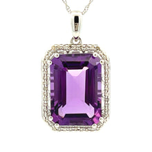 Load image into Gallery viewer, Amethyst Diamond Fashion Pendants 14KT White Gold
