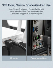 Load image into Gallery viewer, CAT6 Ethernet Cable LAN Cable Network Cable Gold Plated Laptop Router Cat6 Right Angle Ethernet Cable RJ45 Network Patch Cord Cable For Laptop Game Console
