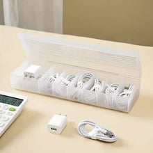Load image into Gallery viewer, Cable Storage Box Large Capacity Transparent Multi-compartments Desktop Charging Cable Case
