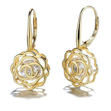 Load image into Gallery viewer, Caged Swarovski Crystal Rose Lever Back Earrings
