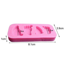 Load image into Gallery viewer, Cake Mold 3D Baby Feet Silicone Mold Chocolate Fondant Cake Decorating Baking Tool Bakeware Pudding Baking Paste Mold  Baby Foot Prints Silicone Molds, Fondant Soap Mold Baby Shower Cake Topper Decoration
