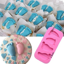 Load image into Gallery viewer, Cake Mold 3D Baby Feet Silicone Mold Chocolate Fondant Cake Decorating Baking Tool Bakeware Pudding Baking Paste Mold  Baby Foot Prints Silicone Molds, Fondant Soap Mold Baby Shower Cake Topper Decoration

