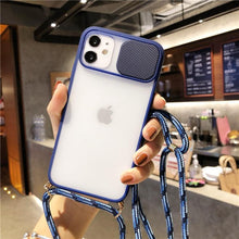 Load image into Gallery viewer, Camera Lens Protection Candy Color Phone Case  For iPhone 14 13 12 11 Pro Necklace With Long Rope Lanyard Cover Camera Lens Protector Translucent Soft Edges Colorful Transparent iphone Cover
