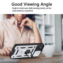 Load image into Gallery viewer, Camera Protection Shockproof Armor Case For iPhone 12 13 14 Pro Max Cover Men Cool  Woman Camera Cover And Stand Sliding Lens Protection Rotating Ring Mount  Shock Resistant Shockproof Protective Bumper
