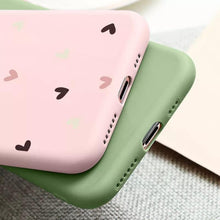 Load image into Gallery viewer, Candy Color Cute Love Heart Phone Case For Iphone 13 12 11 Pro Max Soft Silicon Purple White Silicone Case With Little Heart Pattern Slim Shockproof Protective  Back Cover
