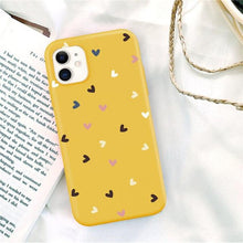 Load image into Gallery viewer, Candy Color Cute Love Heart Phone Case For Iphone 13 12 11 Pro Max Soft Silicon Purple White Silicone Case With Little Heart Pattern Slim Shockproof Protective  Back Cover
