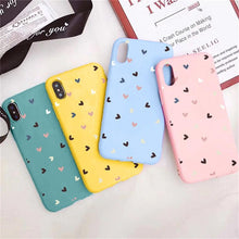 Load image into Gallery viewer, Candy Color Cute Love Heart Phone Case For Iphone 13 12 11 Pro Max Soft Silicon Purple White Silicone Case With Little Heart Pattern Slim Shockproof Protective  Back Cover
