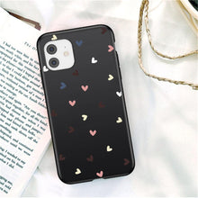 Load image into Gallery viewer, Candy Color Cute Love Heart Phone Case For Iphone 13 12 11 Pro Max Soft Silicon Purple White Silicone Case With Little Heart Pattern Slim Shockproof Protective  Back Cover
