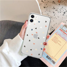 Load image into Gallery viewer, Candy Color Cute Love Heart Phone Case For Iphone 13 12 11 Pro Max Soft Silicon Purple White Silicone Case With Little Heart Pattern Slim Shockproof Protective  Back Cover
