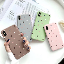 Load image into Gallery viewer, Candy Color Cute Love Heart Phone Case For Iphone 13 12 11 Pro Max Soft Silicon Purple White Silicone Case With Little Heart Pattern Slim Shockproof Protective  Back Cover
