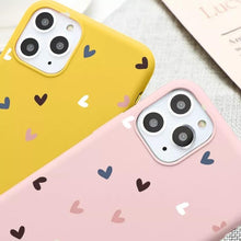 Load image into Gallery viewer, Candy Color Cute Love Heart Phone Case For Iphone 13 12 11 Pro Max Soft Silicon Purple White Silicone Case With Little Heart Pattern Slim Shockproof Protective  Back Cover
