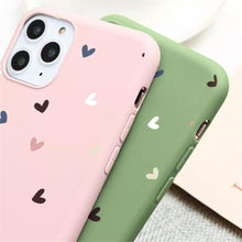 Load image into Gallery viewer, Candy Color Cute Love Heart Phone Case For Iphone 13 12 11 Pro Max Soft Silicon Purple White Silicone Case With Little Heart Pattern Slim Shockproof Protective  Back Cover
