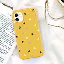 Load image into Gallery viewer, Candy Color Cute Love Heart Phone Case For Iphone 13 12 11 Pro Max Soft Silicon Purple White Silicone Case With Little Heart Pattern Slim Shockproof Protective  Back Cover
