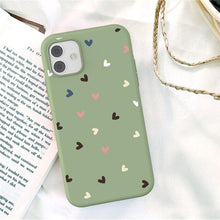Load image into Gallery viewer, Candy Color Cute Love Heart Phone Case For Iphone 13 12 11 Pro Max Soft Silicon Purple White Silicone Case With Little Heart Pattern Slim Shockproof Protective  Back Cover
