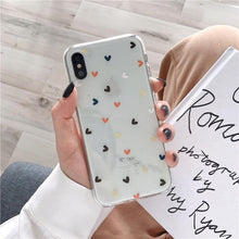 Load image into Gallery viewer, Candy Color Cute Love Heart Phone Case For Iphone 13 12 11 Pro Max Soft Silicon Purple White Silicone Case With Little Heart Pattern Slim Shockproof Protective  Back Cover
