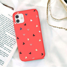 Load image into Gallery viewer, Candy Color Cute Love Heart Phone Case For Iphone 13 12 11 Pro Max Soft Silicon Purple White Silicone Case With Little Heart Pattern Slim Shockproof Protective  Back Cover
