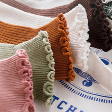 Load image into Gallery viewer, Candy High Quality Lace Solid Color Cute Sweet Girl Fashion Socks Pure Cotton Wood Ear Light Mouth Cotton Novelty Socks Unisex Crew Socks For Men And Women
