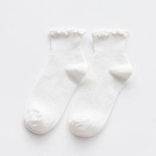 Load image into Gallery viewer, Candy High Quality Lace Solid Color Cute Sweet Girl Fashion Socks Pure Cotton Wood Ear Light Mouth Cotton Novelty Socks Unisex Crew Socks For Men And Women
