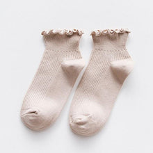 Load image into Gallery viewer, Candy High Quality Lace Solid Color Cute Sweet Girl Fashion Socks Pure Cotton Wood Ear Light Mouth Cotton Novelty Socks Unisex Crew Socks For Men And Women
