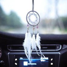 Load image into Gallery viewer, Car Interior Rear-view Mirror Hanging Decor  Small Dream Catcher Boho Nature Feather Home Decor Handmade Grids Nature Feather Car Charms Pendant Accessories Gift
