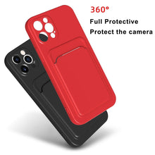 Load image into Gallery viewer, Card Pocket Protective Slim Wallet Case For iPhone 14 13 12 11 Pro Max Modern Bright Color iPhone Cover Lightweight Card Slot Design Simple Color Business Protective Case
