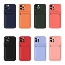 Load image into Gallery viewer, Card Pocket Protective Slim Wallet Case For iPhone 14 13 12 11 Pro Max Modern Bright Color iPhone Cover Lightweight Card Slot Design Simple Color Business Protective Case
