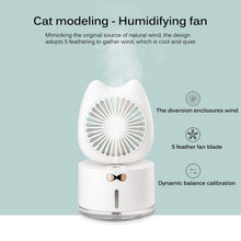 Load image into Gallery viewer, Cartoon Cat Fan Humidifier USB Charging Desktop Mute Hydrating Humidifier
